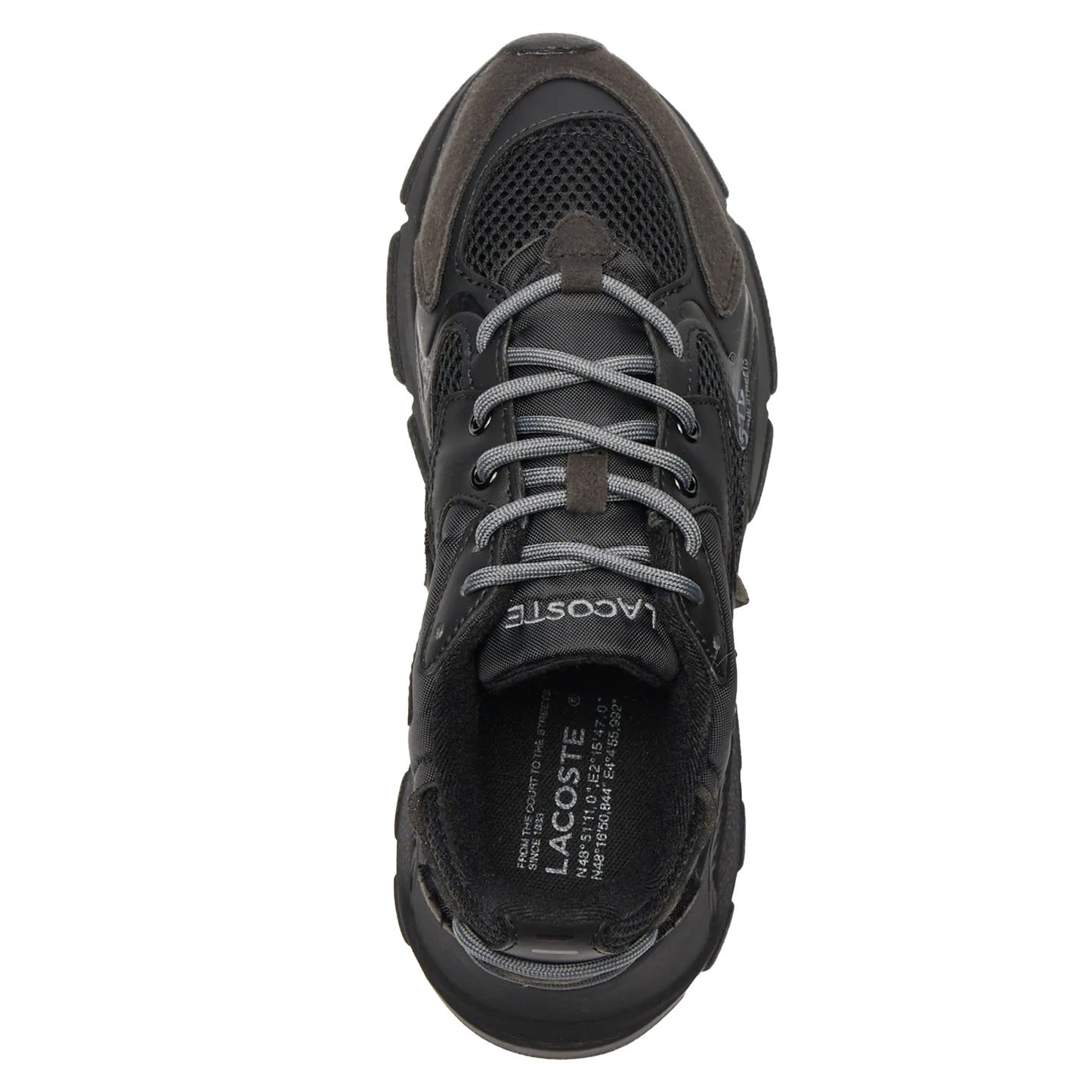 Black - Side - Lacoste Childrens-Kids L003 Neo Suede Panel Trainers