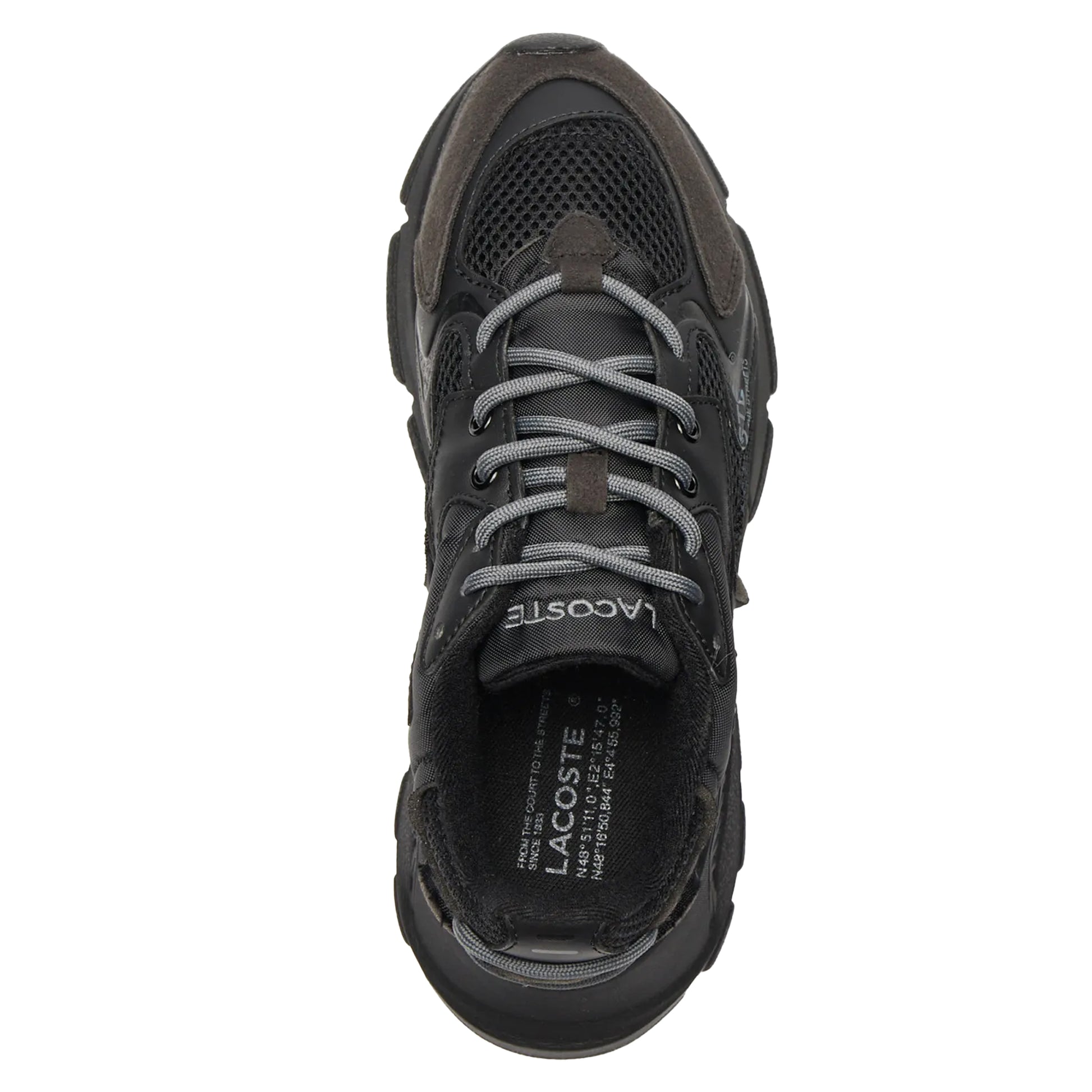 Black - Side - Lacoste Childrens-Kids L003 Neo Suede Panel Trainers