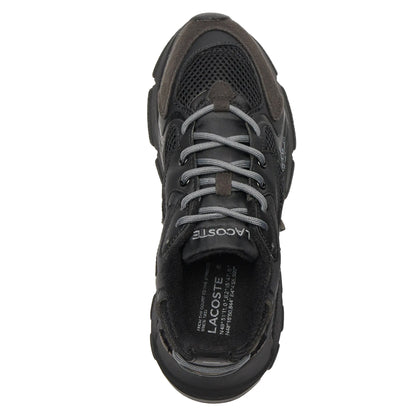 Black - Side - Lacoste Childrens-Kids L003 Neo Suede Panel Trainers