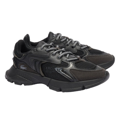 Black - Pack Shot - Lacoste Childrens-Kids L003 Neo Suede Panel Trainers