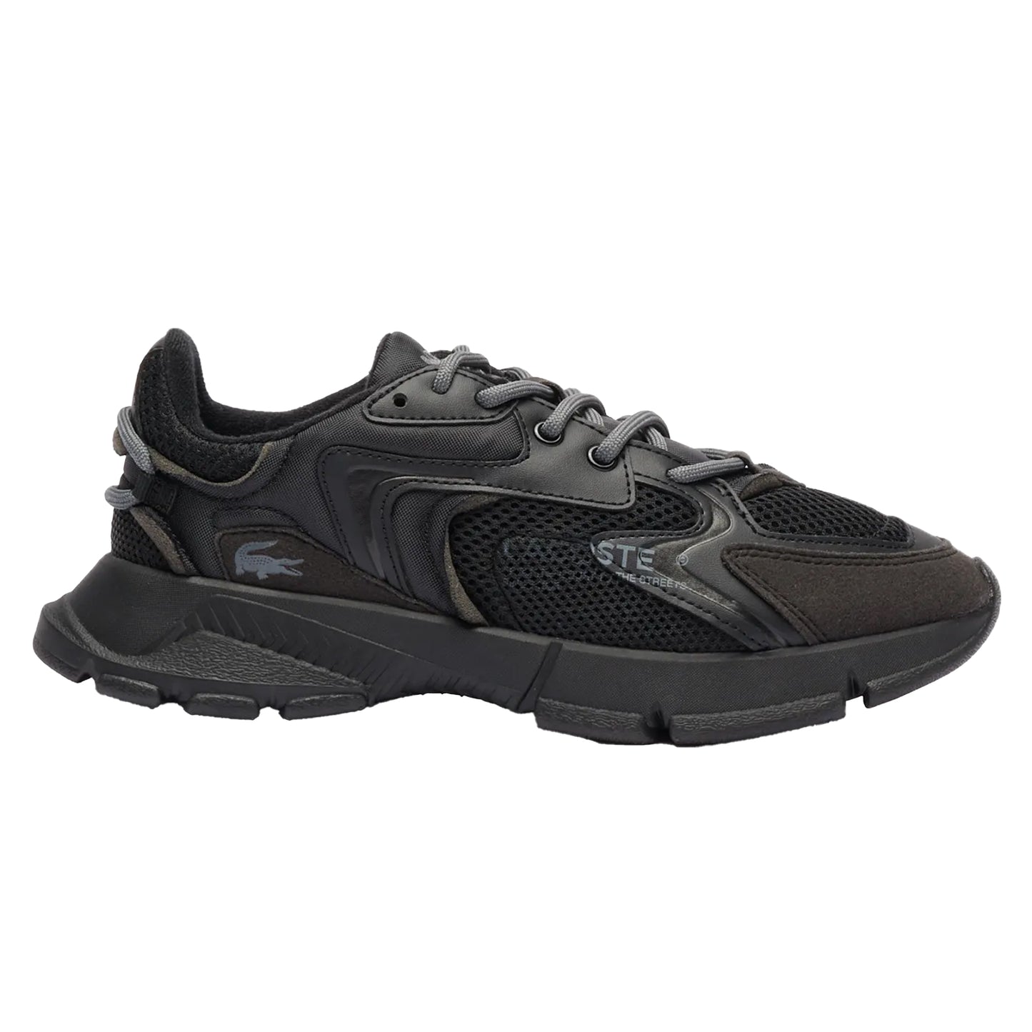 Black - Front - Lacoste Childrens-Kids L003 Neo Suede Panel Trainers