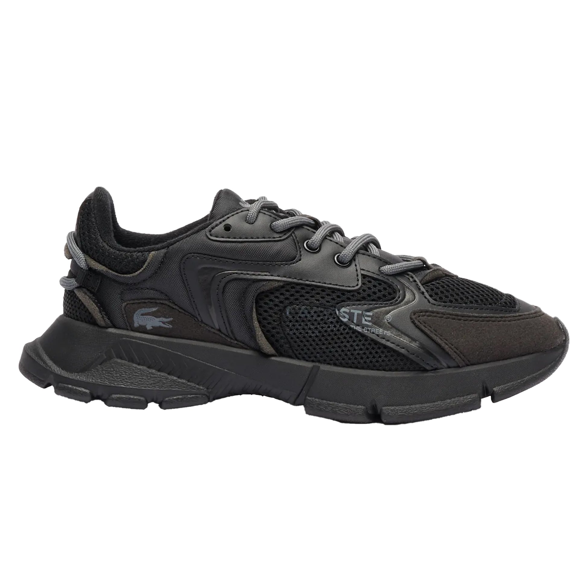 Black - Front - Lacoste Childrens-Kids L003 Neo Suede Panel Trainers