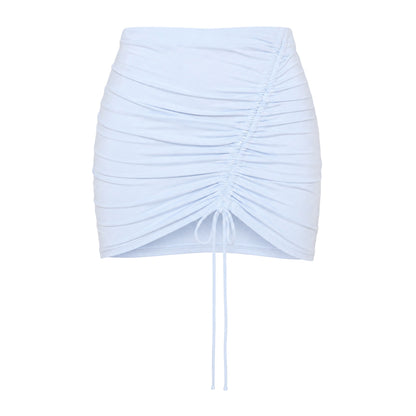 Blue - Front - Missy Empire Womens-Ladies Ruched Mini Skirt