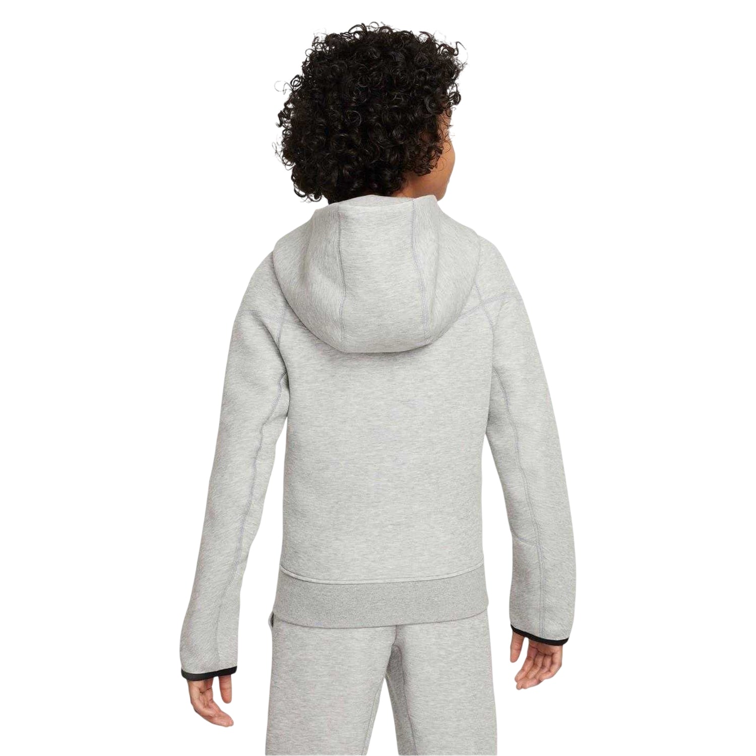 Grey-Black - Back - Nike Childrens-Kids Tech Fleece Full Zip Hoodie