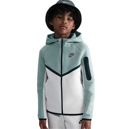 Sage-Plum - Front - Nike Childrens-Kids Tech Fleece Full Zip Hoodie