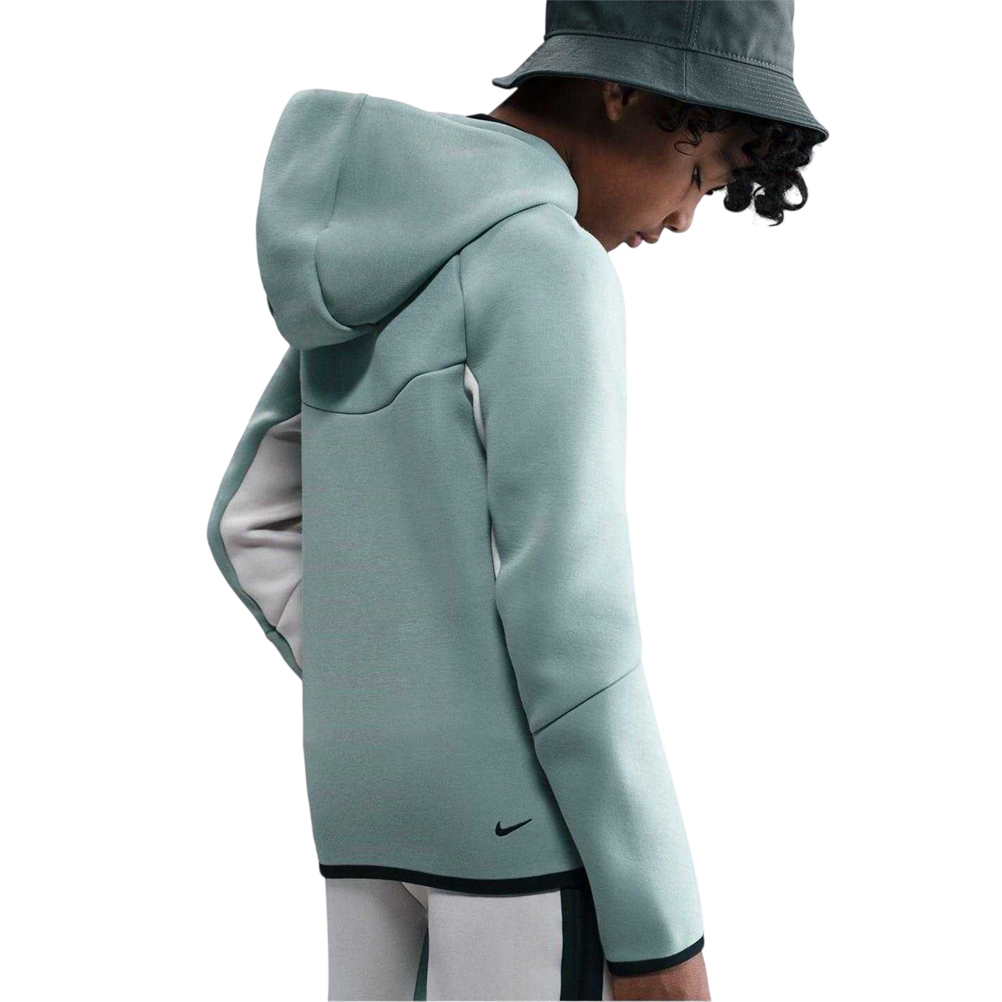 Sage-Plum - Back - Nike Childrens-Kids Tech Fleece Full Zip Hoodie