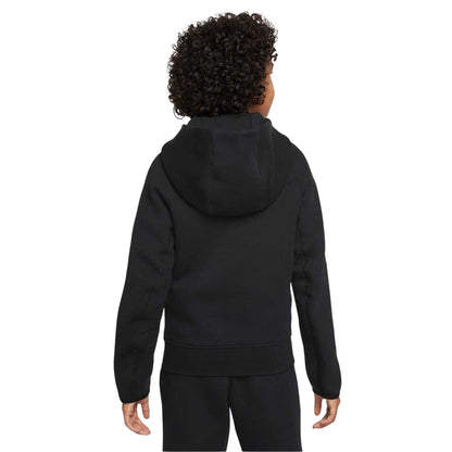 Black - Back - Nike Childrens-Kids Tech Fleece Full Zip Hoodie