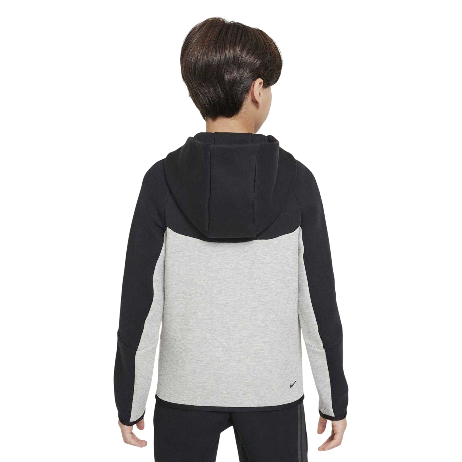 Black-Grey - Back - Nike Childrens-Kids Tech Fleece Full Zip Hoodie