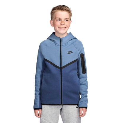 Blue - Front - Nike Childrens-Kids Tech Fleece Full Zip Hoodie