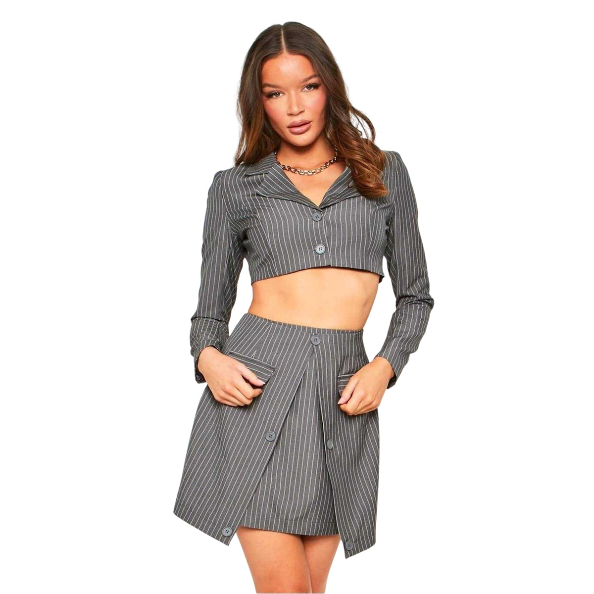 Charcoal - Front - Missy Empire Womens-Ladies Tailored Mini Skirt