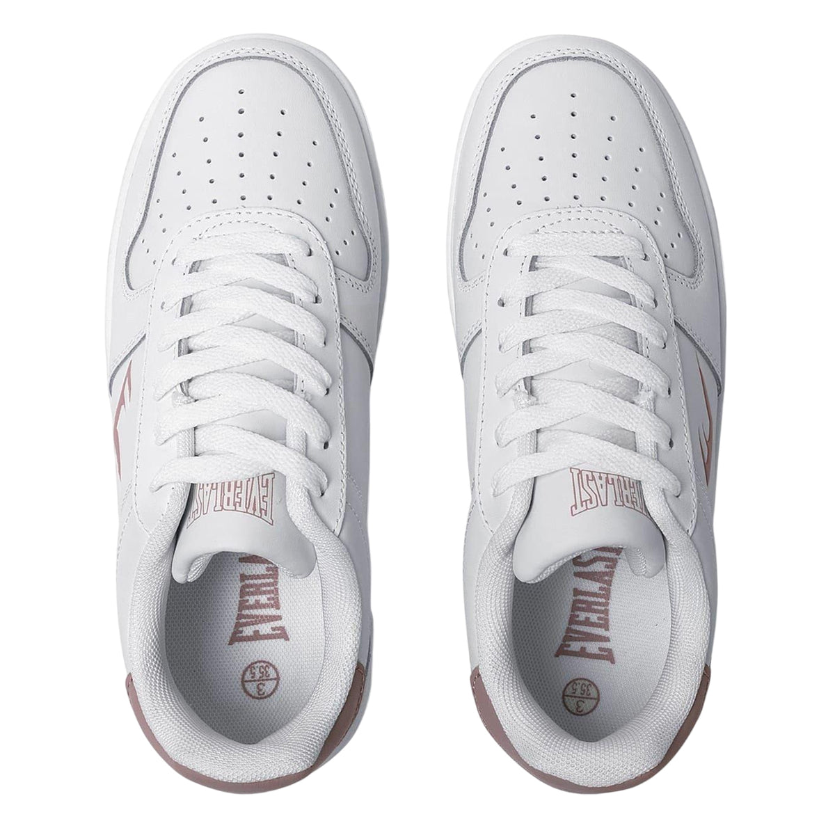 White-Pink - Side - Everlast Childrens-Kids Hanshi Action Leather Platform Trainers