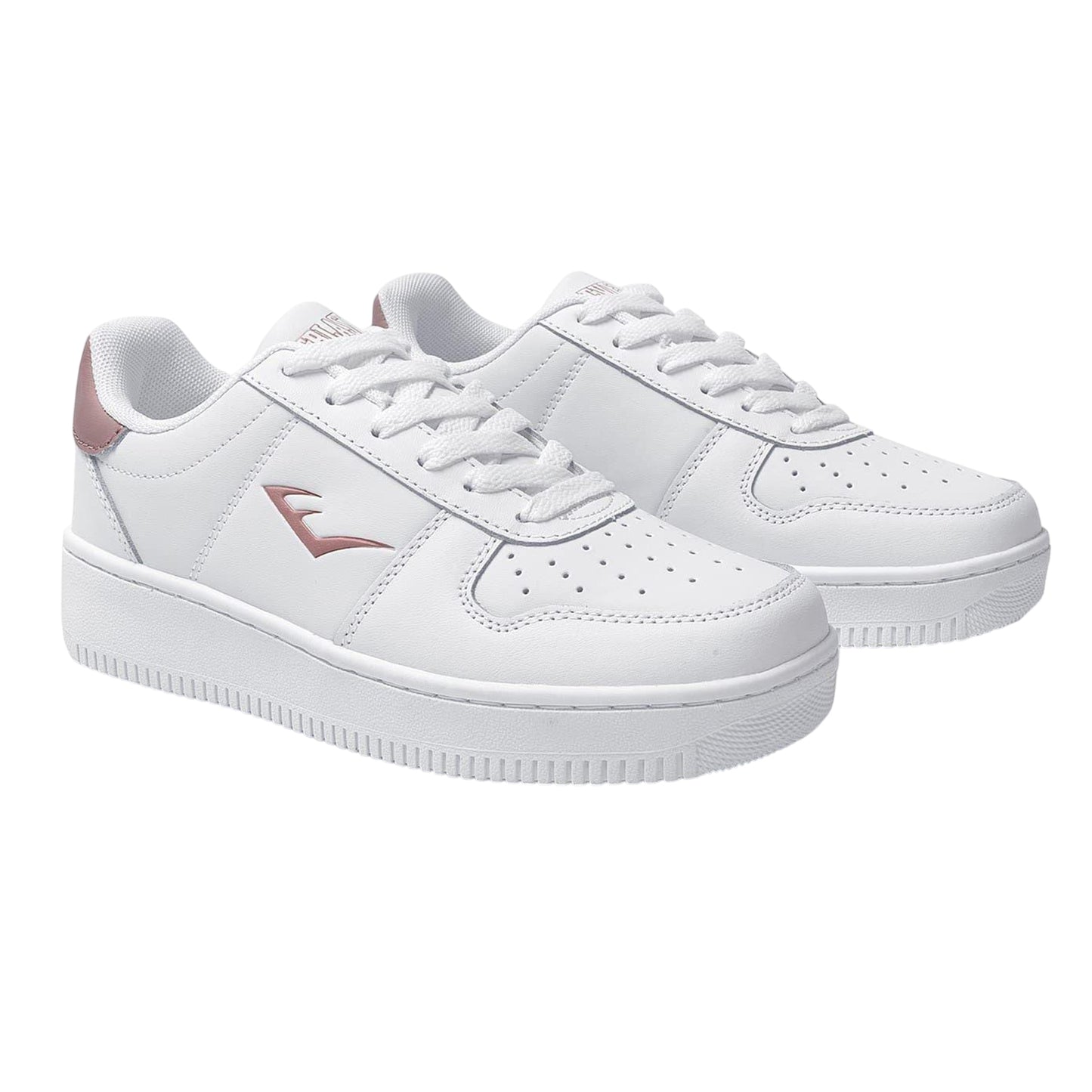White-Pink - Lifestyle - Everlast Childrens-Kids Hanshi Action Leather Platform Trainers