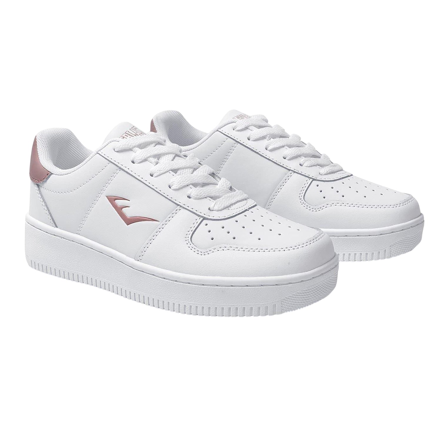 White-Pink - Lifestyle - Everlast Childrens-Kids Hanshi Action Leather Platform Trainers