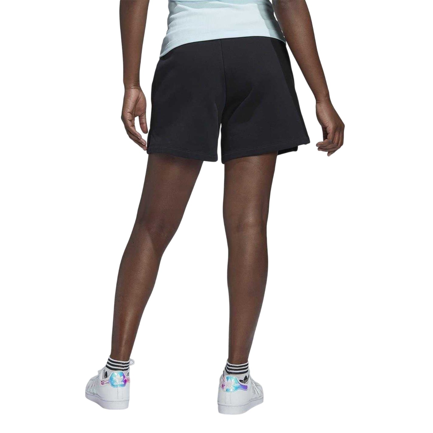 Black - Back - Adidas Womens-Ladies Adicolor Archive Trefoil Side Slits Shorts