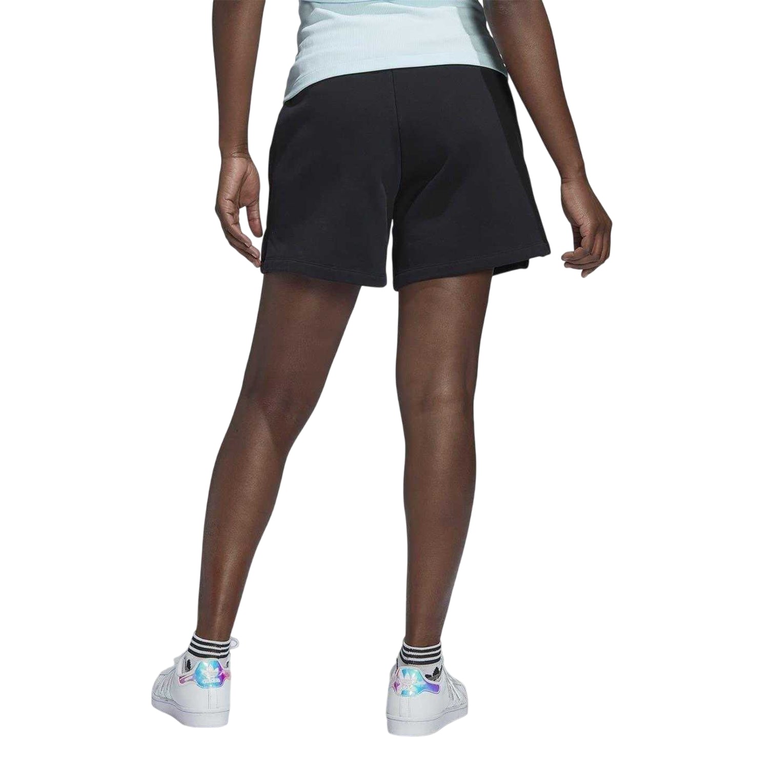 Black - Back - Adidas Womens-Ladies Adicolor Archive Trefoil Side Slits Shorts