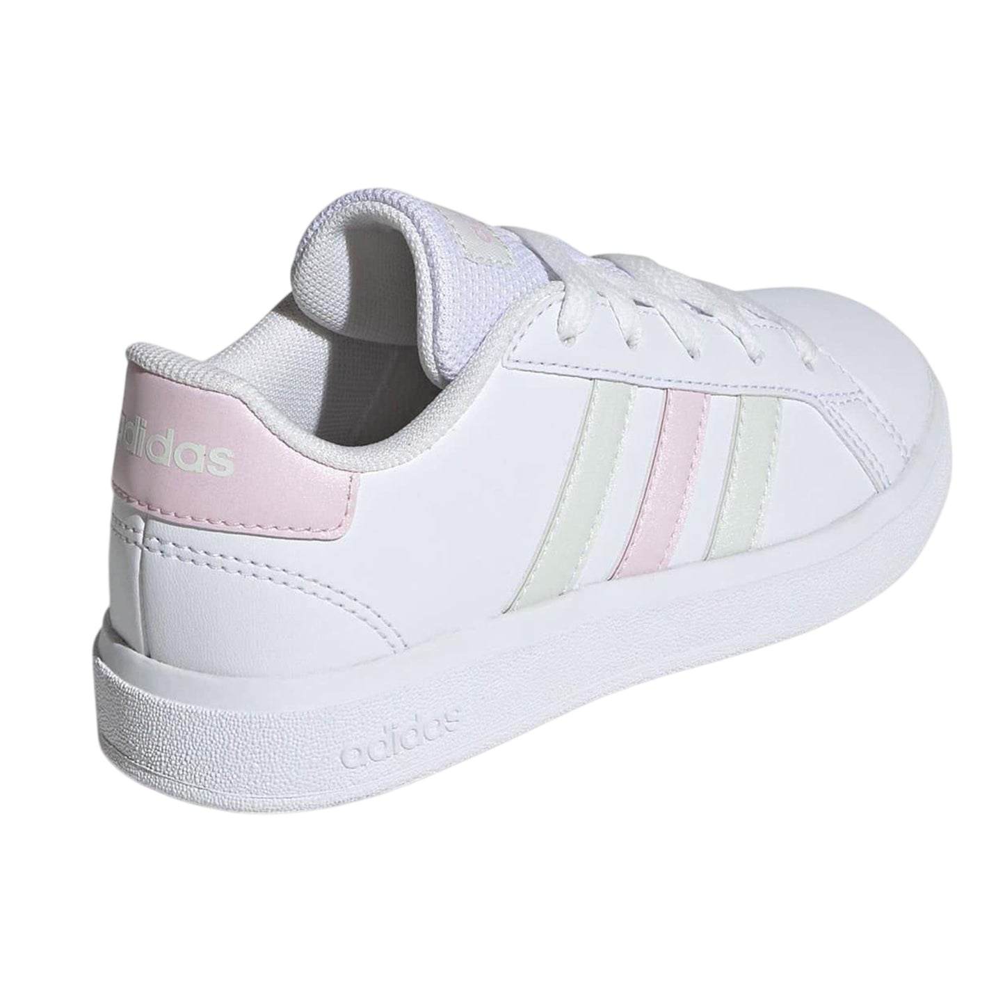 White-Jade-Pink - Back - Adidas Girls Grand Court Trainers