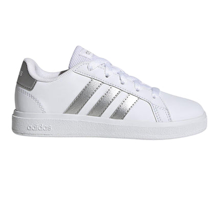 White-Silver - Front - Adidas Girls Grand Court Trainers