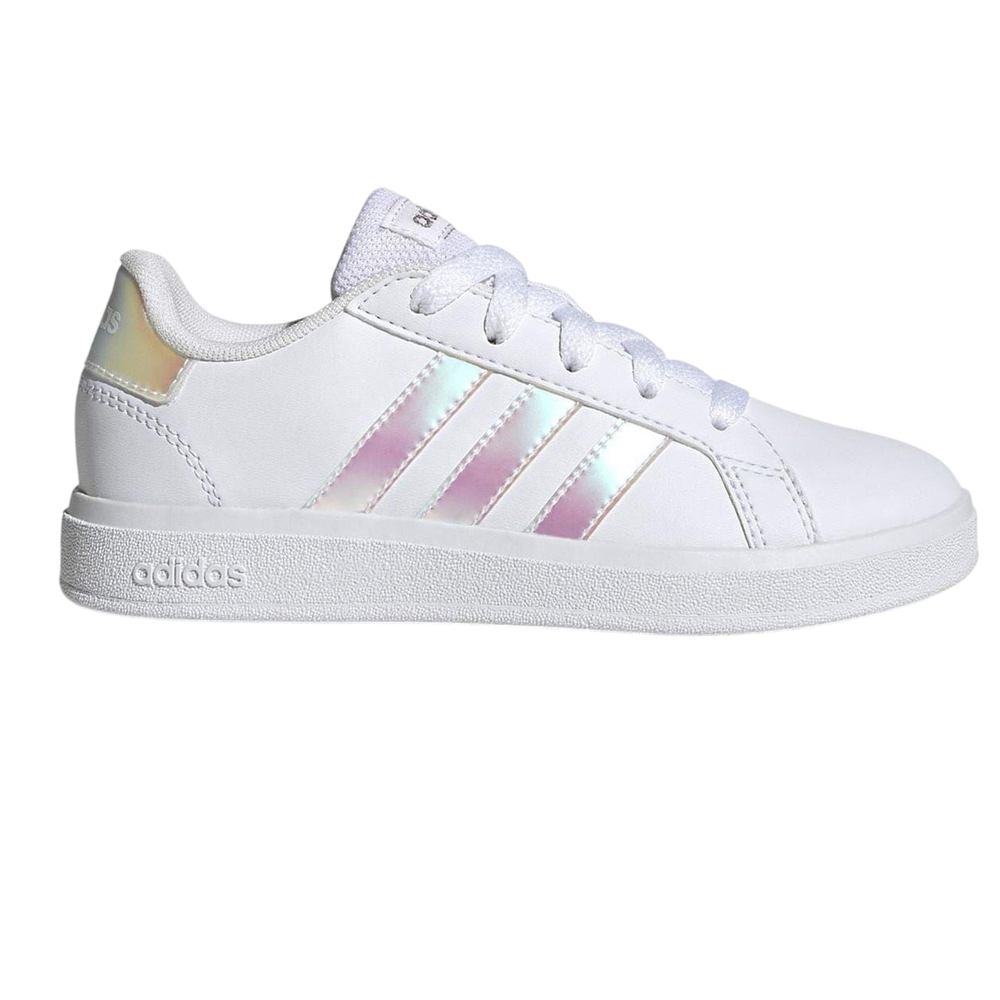 White-Iridescent - Front - Adidas Girls Grand Court Trainers