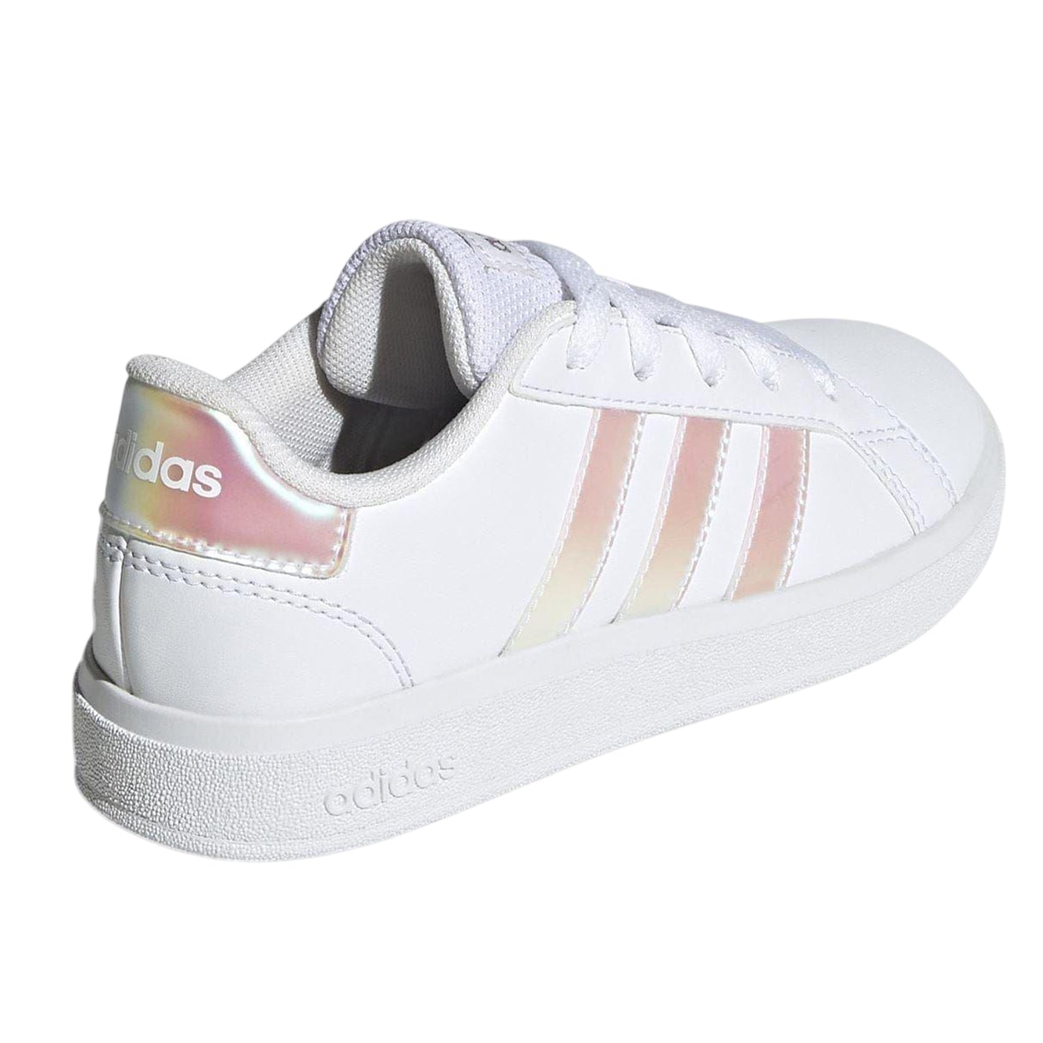 White-Iridescent - Back - Adidas Girls Grand Court Trainers
