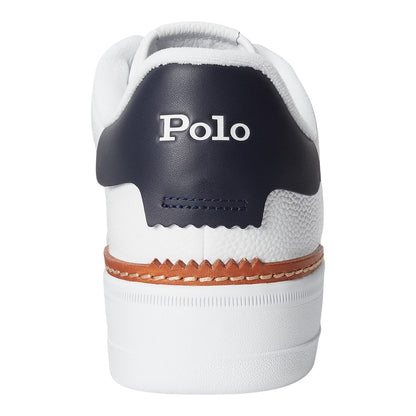 White-Navy - Back - Ralph Lauren Childrens-Kids Masters Leather Flat Trainers