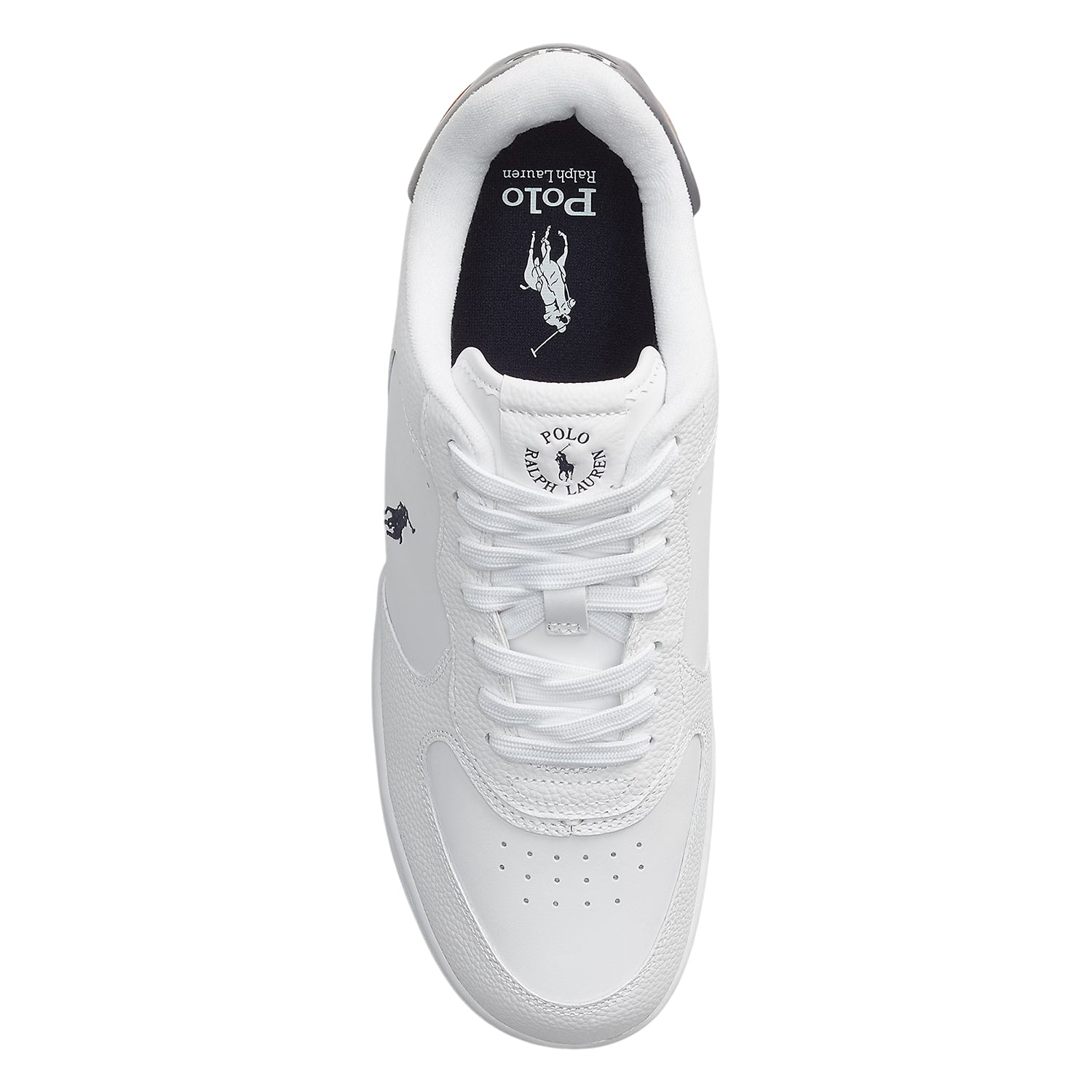 White-Navy - Side - Ralph Lauren Childrens-Kids Masters Leather Flat Trainers