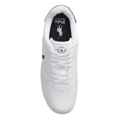 White-Navy - Side - Ralph Lauren Childrens-Kids Masters Leather Flat Trainers