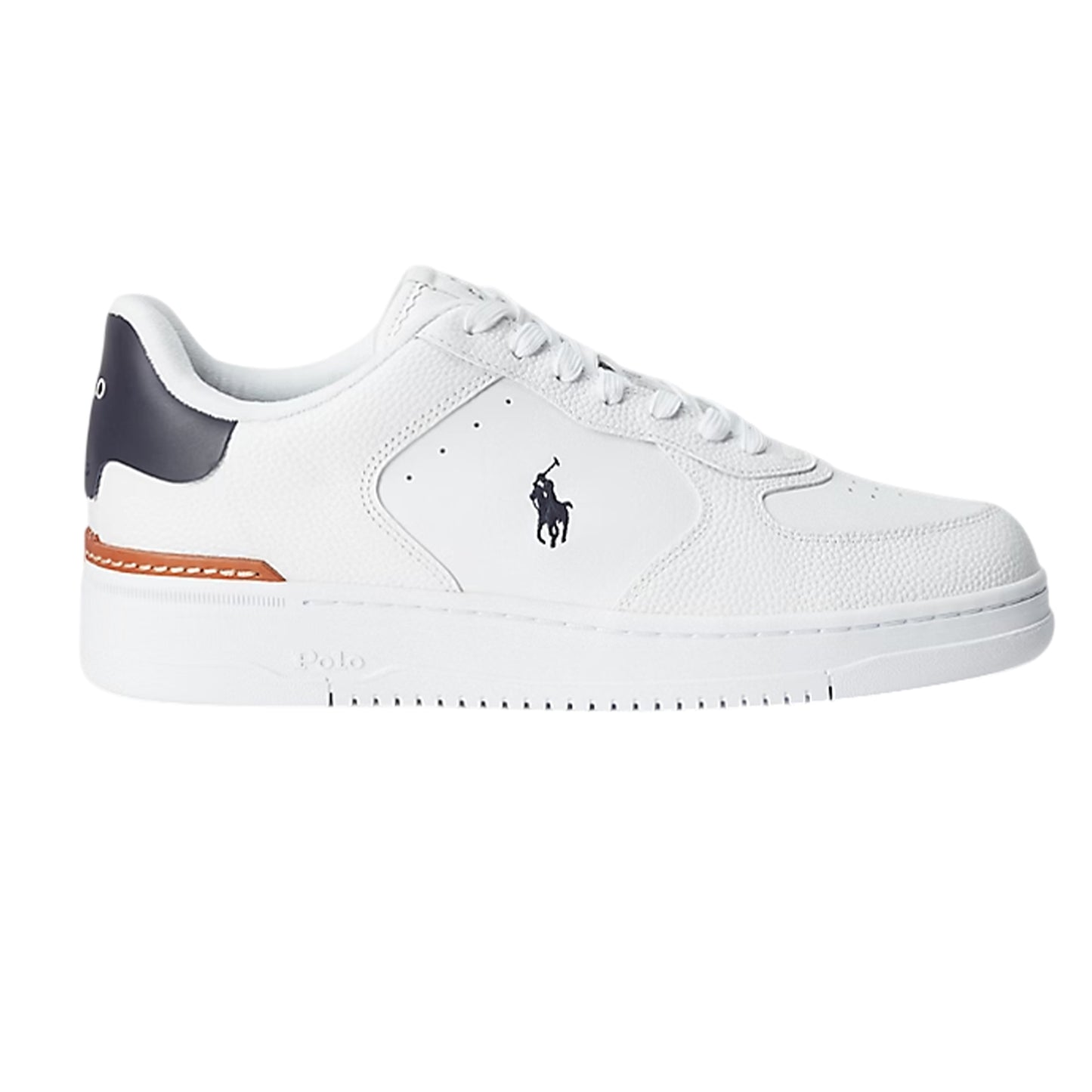 White-Navy - Front - Ralph Lauren Childrens-Kids Masters Leather Flat Trainers