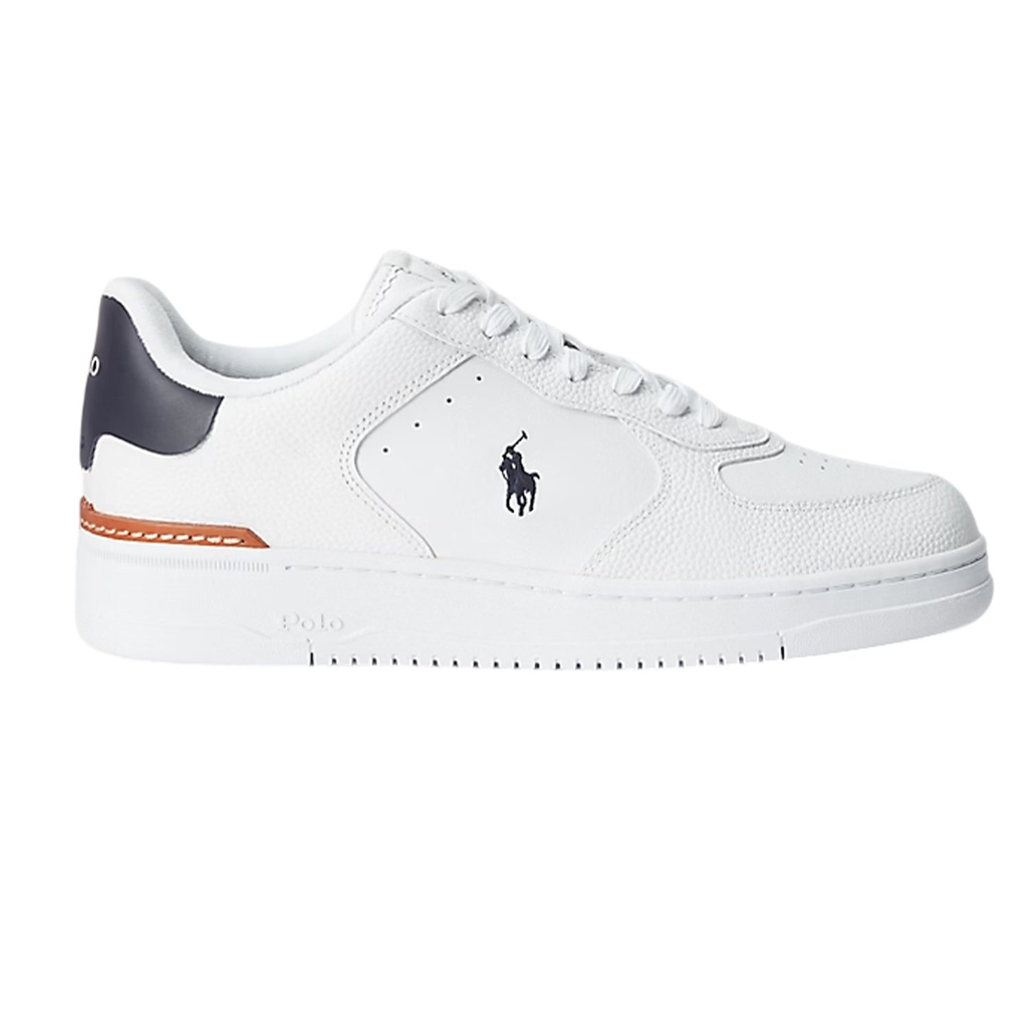 White-Navy - Front - Ralph Lauren Childrens-Kids Masters Leather Flat Trainers