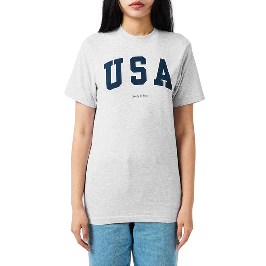 Heather Grey - Front - Sporty & Rich Womens-Ladies Varsity USA T-Shirt