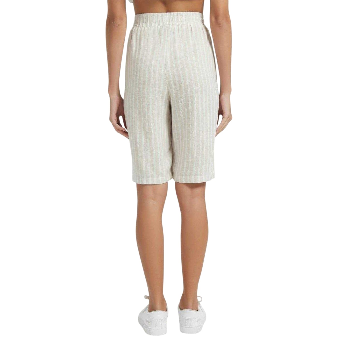 Stone Stripe - Back - Be You Womens-Ladies Vertical Stripe Relaxed Fit Shorts