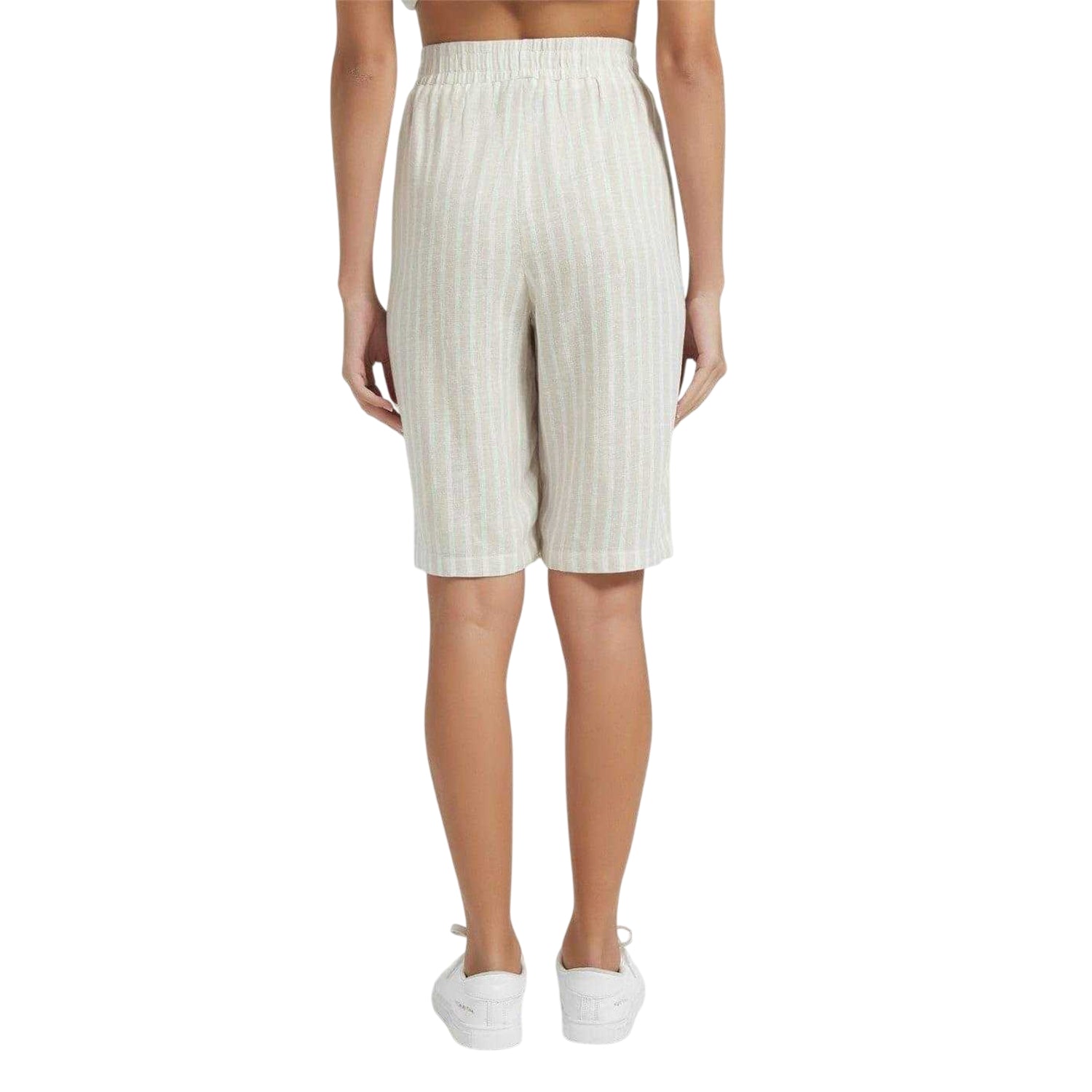 Stone Stripe - Back - Be You Womens-Ladies Vertical Stripe Relaxed Fit Shorts