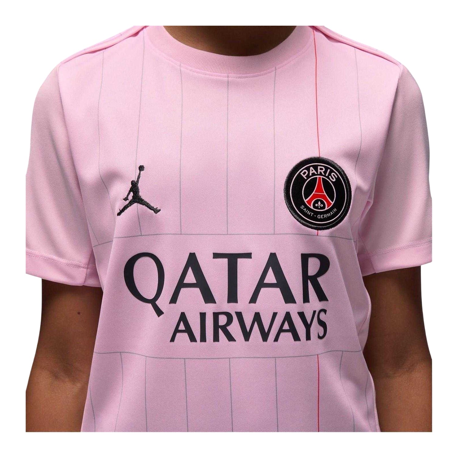 Pink-Grey - Side - Nike Childrens-Kids Special Edition 25-26 Paris Saint Germain FC Football Shirt