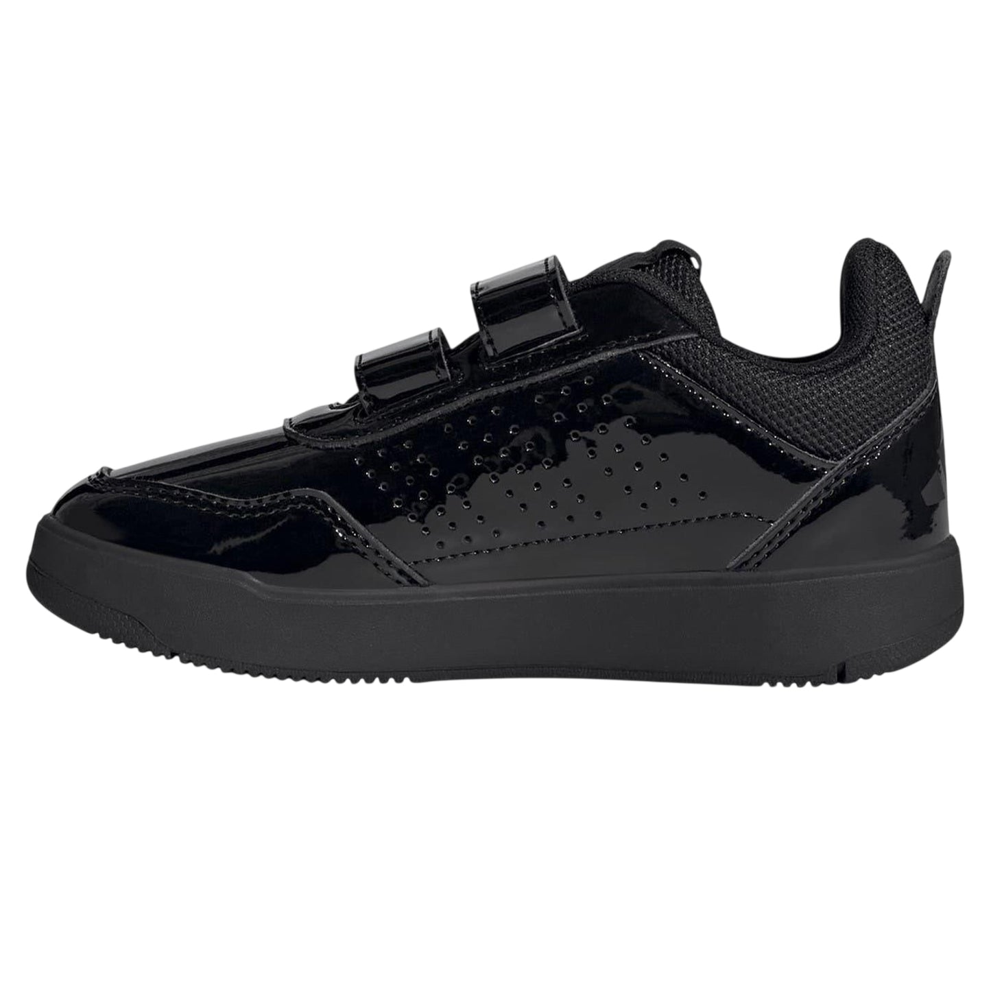 Black Patent - Side - Adidas Baby Girls Tensaur 3 Stripes Trainers