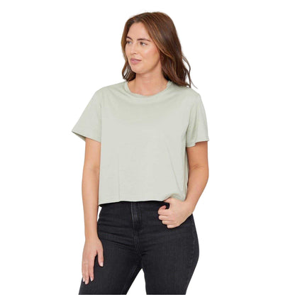 Green - Front - Be You Womens-Ladies Crew Neck Boxy Crop T-Shirt