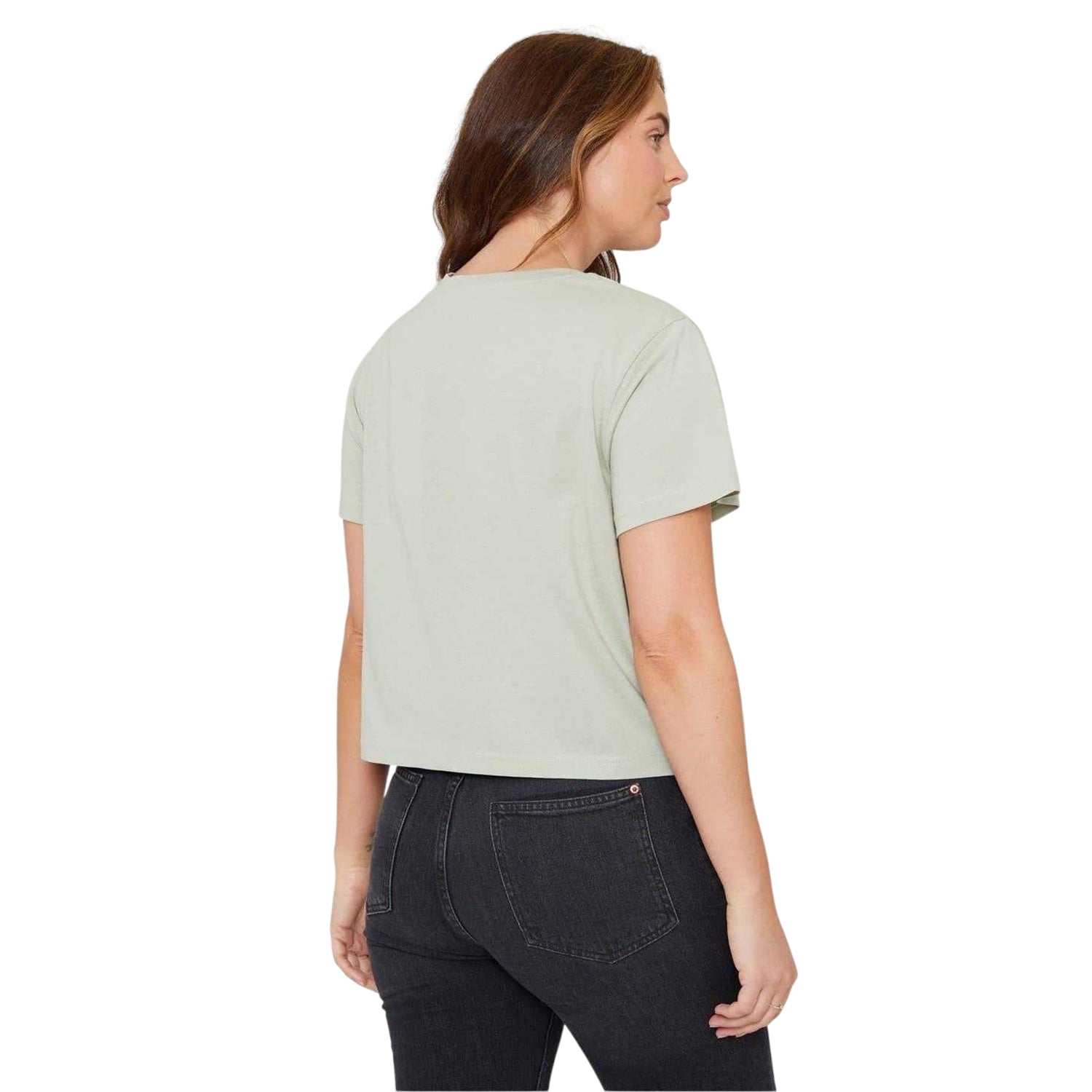Green - Back - Be You Womens-Ladies Crew Neck Boxy Crop T-Shirt