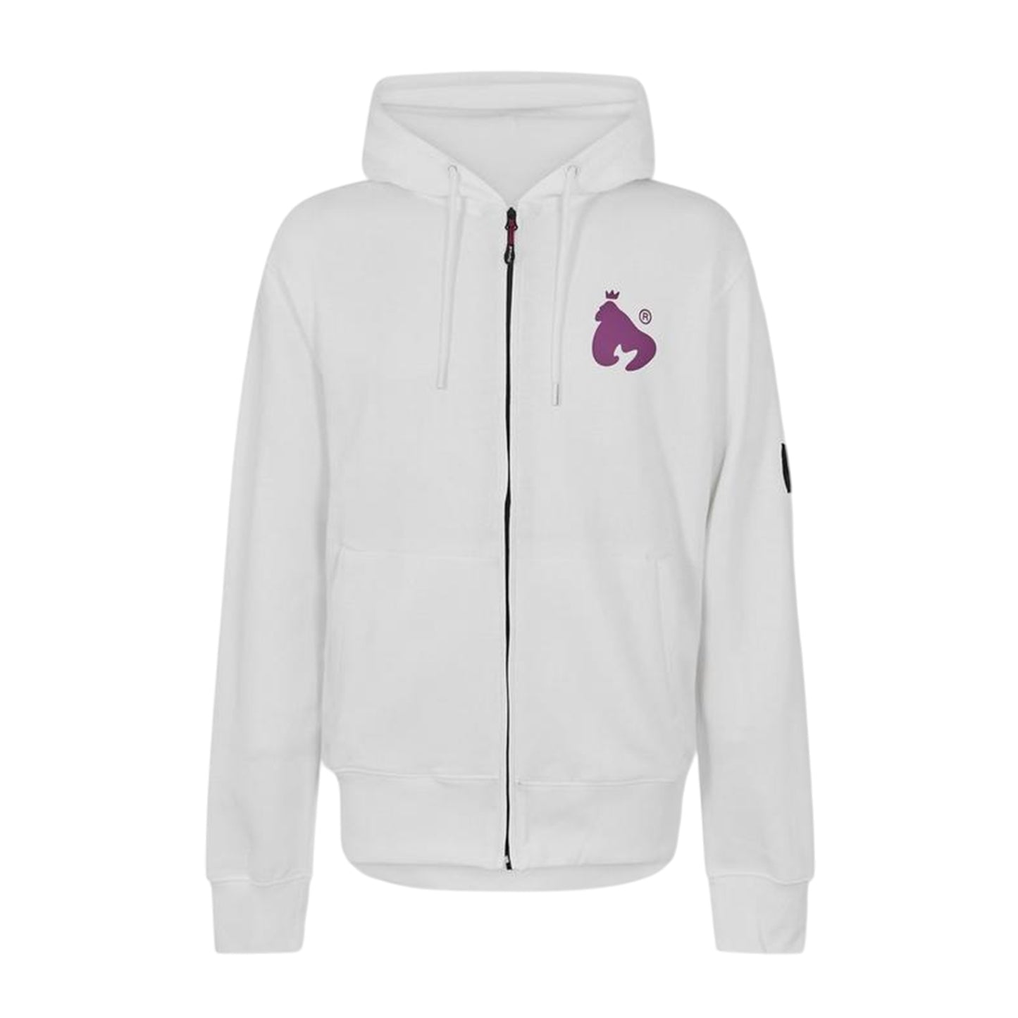 White - Front - Money Mens Back Print Full Zip Hoodie