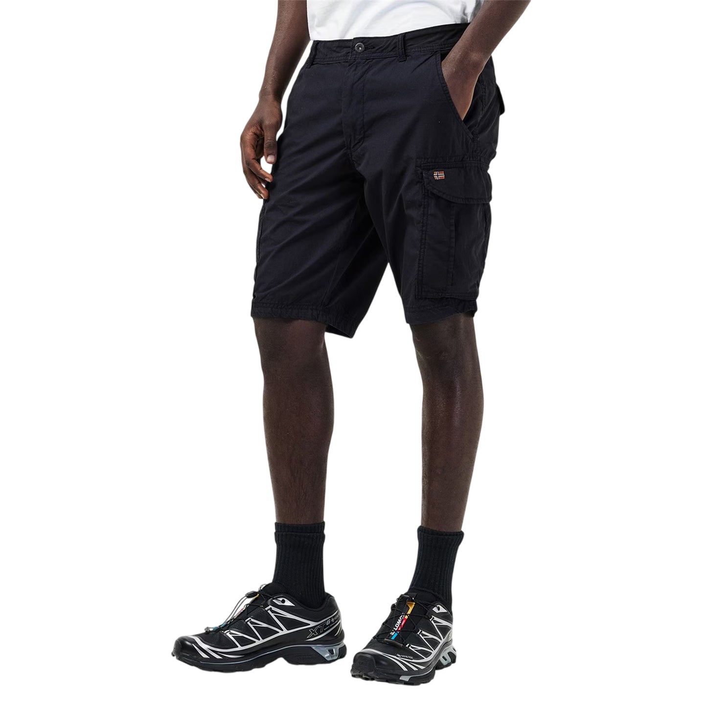 Black - Side - Napapijri Mens Noto 2.0 Cargo Shorts