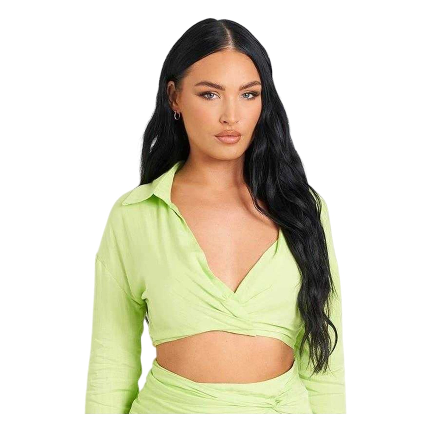 Lime - Back - Missy Empire Womens-Ladies Twist Linen Fitted Mini Skirt