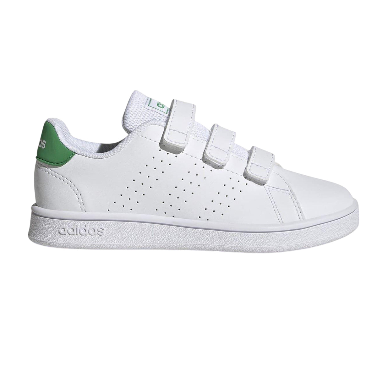 White-Green - Front - Adidas Boys Advantage Base 2.0 Trainers