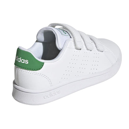 White-Green - Back - Adidas Boys Advantage Base 2.0 Trainers