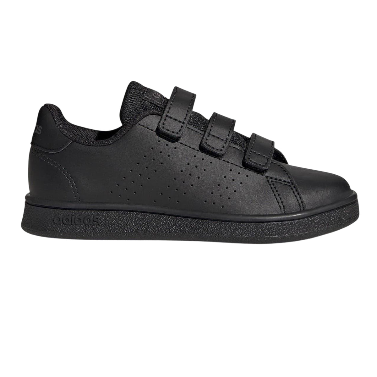 Triple Black - Front - Adidas Boys Advantage Base 2.0 Trainers