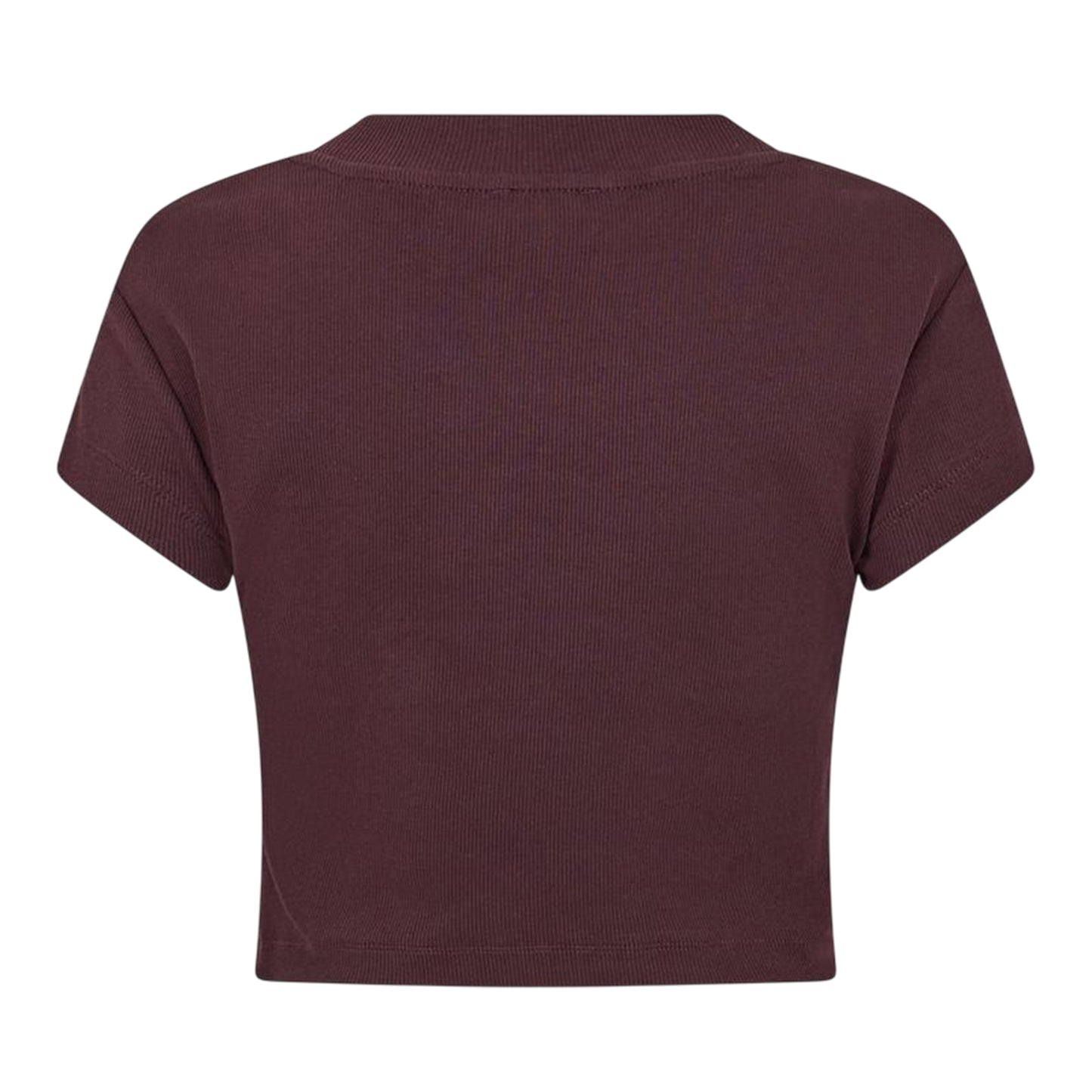 Mocha Brown - Back - Calvin Klein Womens-Ladies Mono Logo Ribbed Crop Top