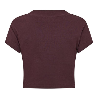 Mocha Brown - Back - Calvin Klein Womens-Ladies Mono Logo Ribbed Crop Top