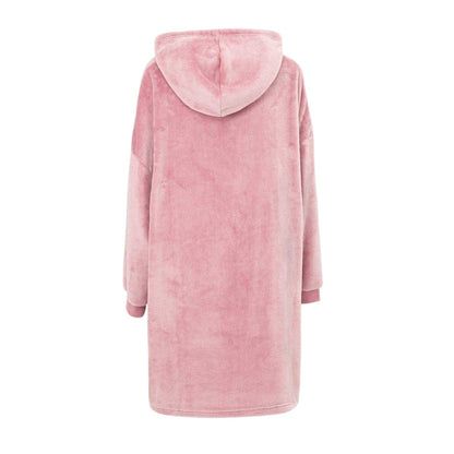 Pink - Back - Linea Womens-Ladies Polyester Oversized Hoodie Blanket