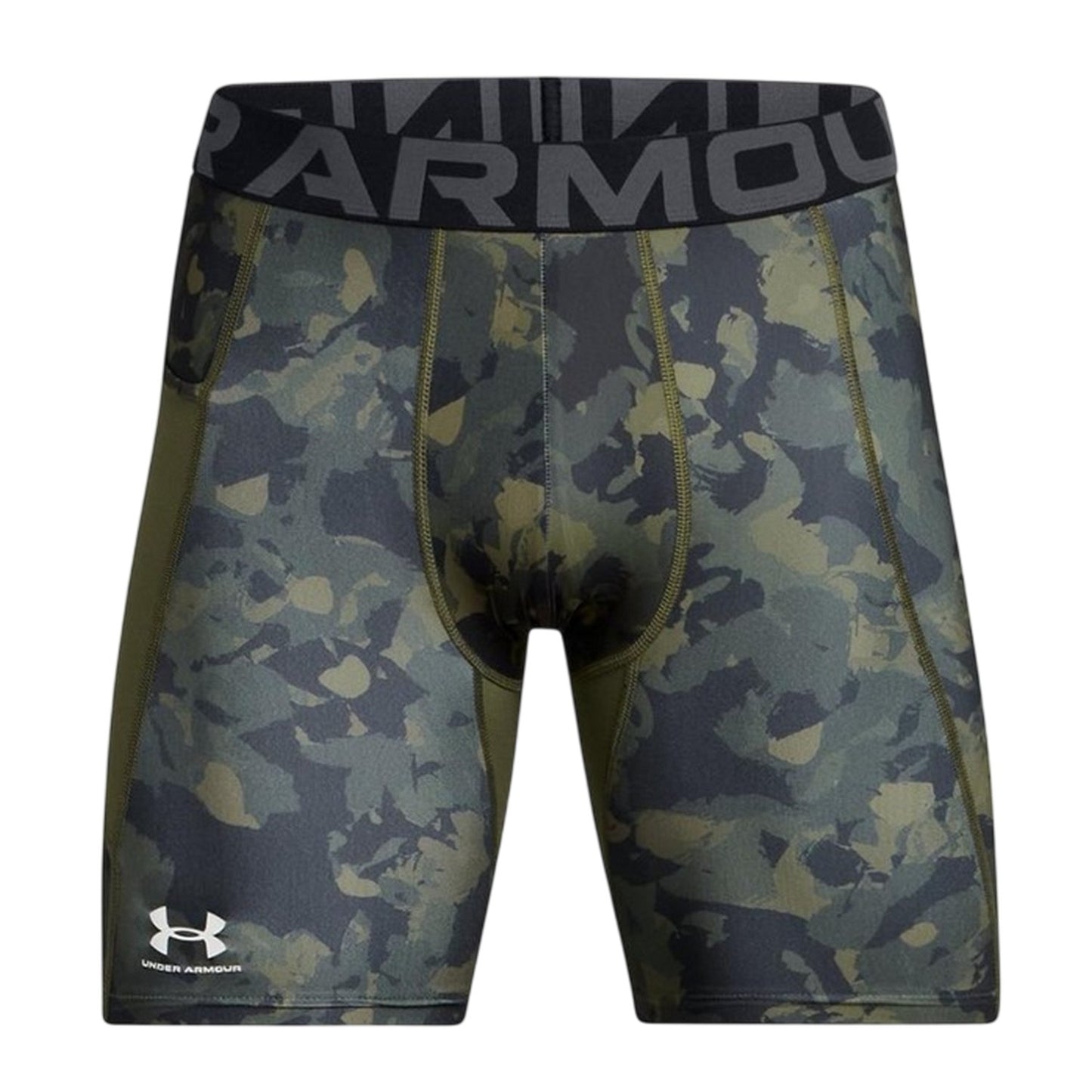 Green Print - Front - Under Armour Mens Performance Camo Compression Shorts