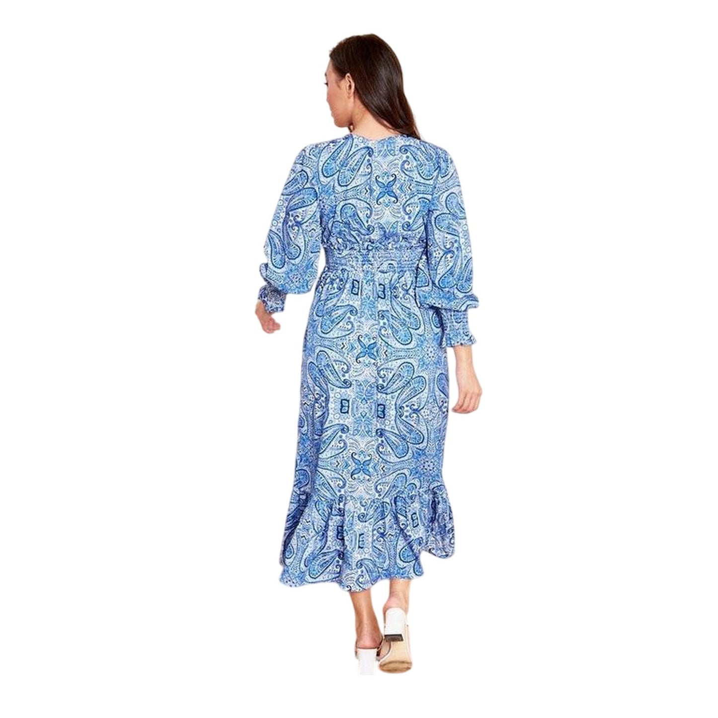 Blue - Back - Violet Romance Womens-Ladies Shirred Maxi Dress