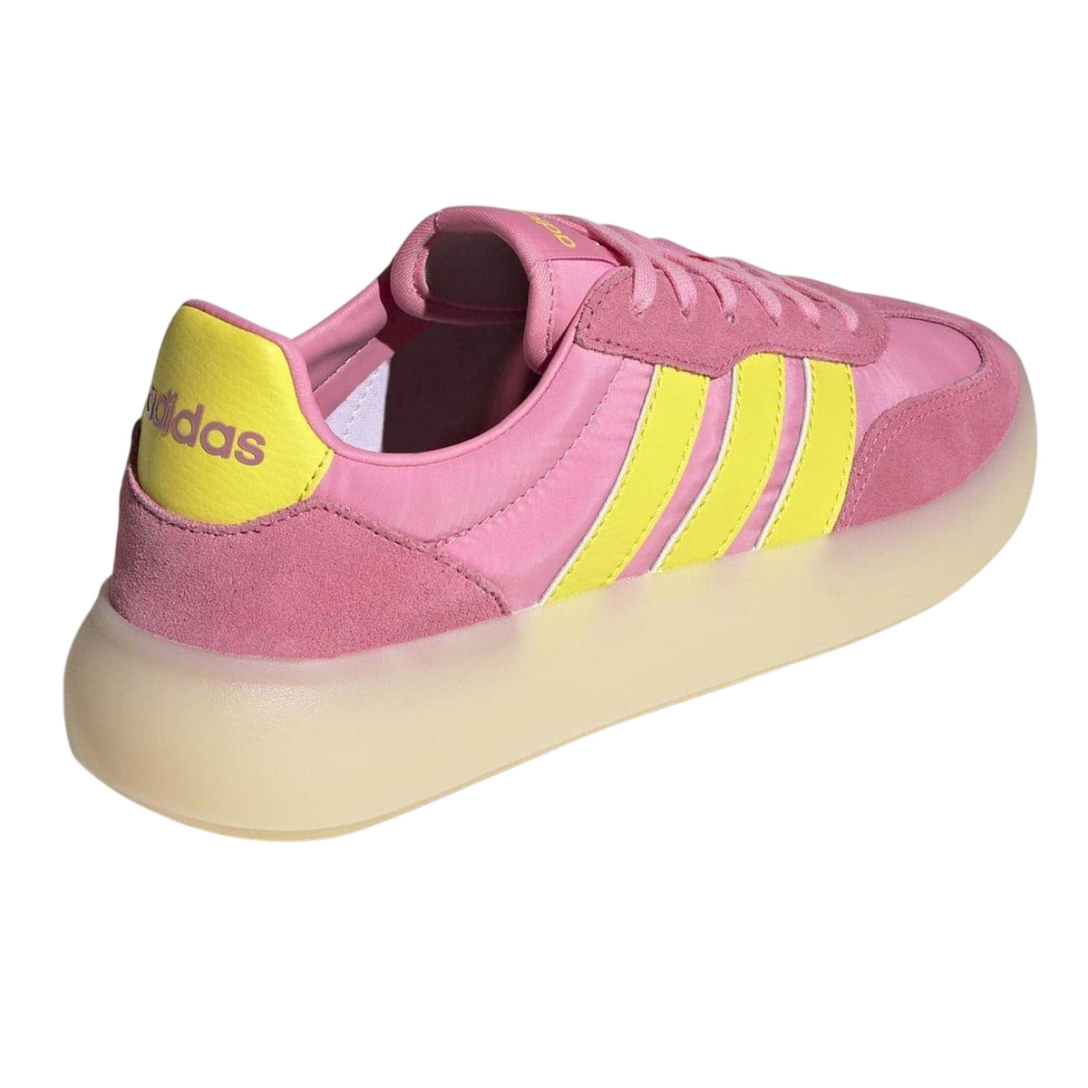 Pink-Yellow - Back - Adidas Womens-Ladies Barreda Decode 3 Stripes Suede Trainers