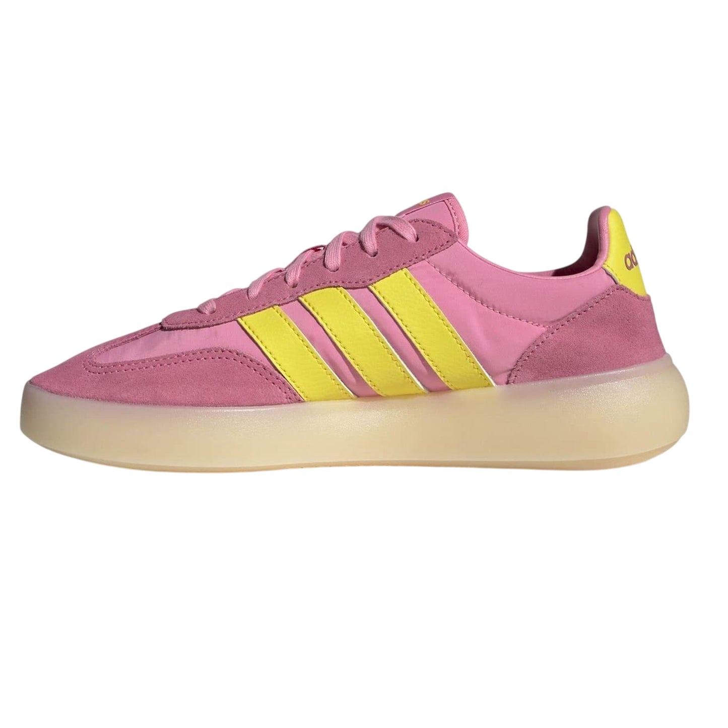 Pink-Yellow - Side - Adidas Womens-Ladies Barreda Decode 3 Stripes Suede Trainers
