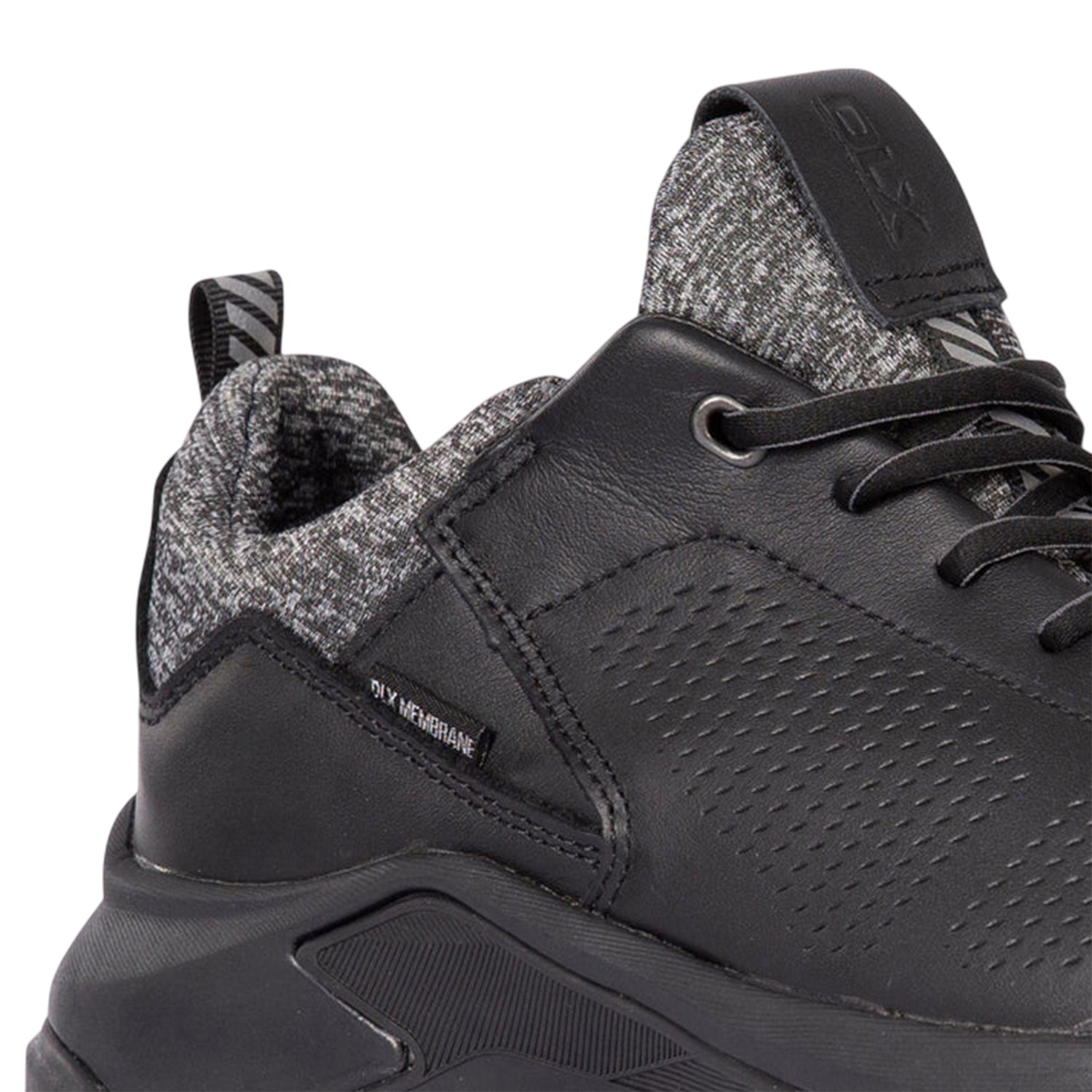 Black - Side - DLX Mens Cole Leather Trainers