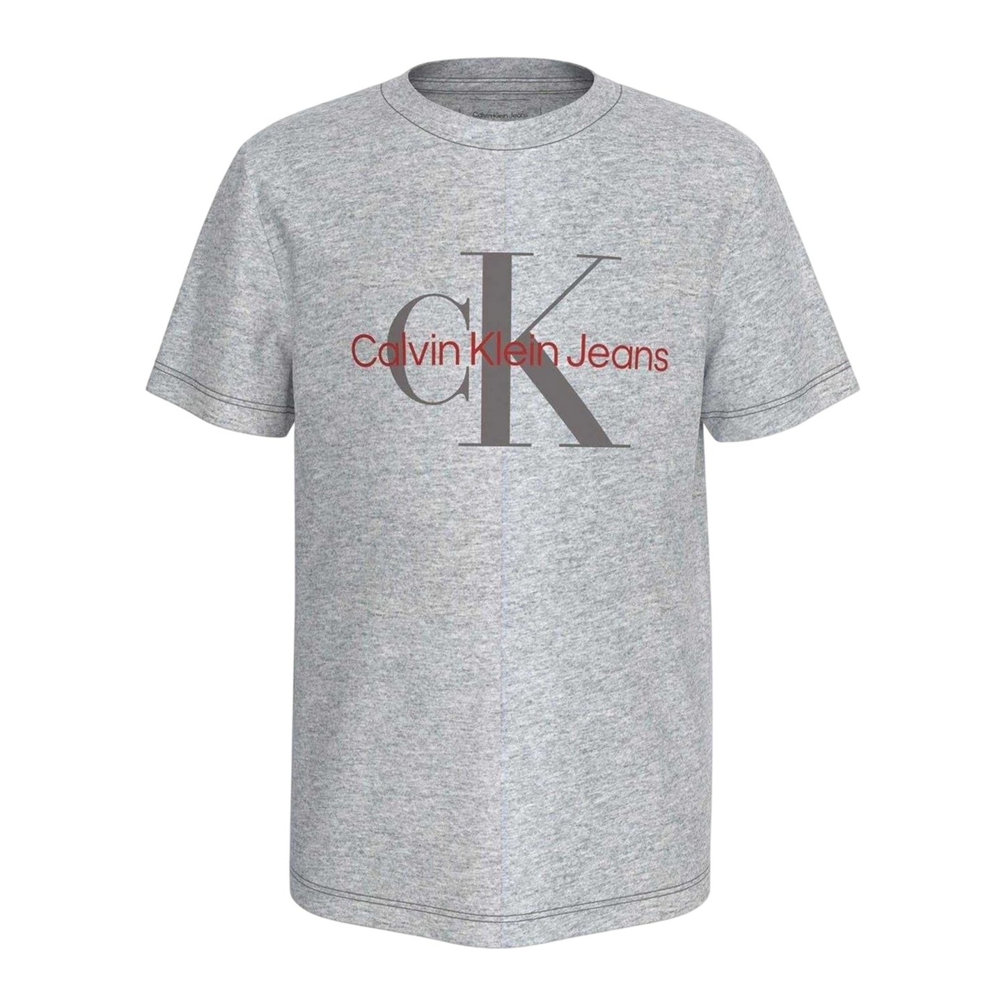 Grey - Front - Calvin Klein Childrens-Kids Monogram Cotton T-Shirt